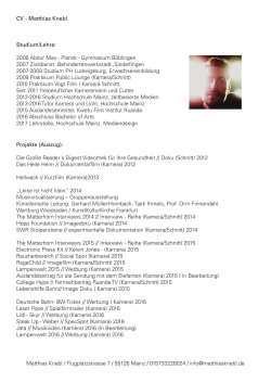 CV - Matthias Knebl Studium/Lehre: 2006 Abitur Max