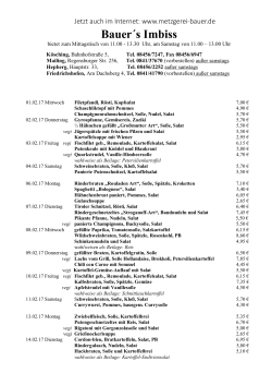 Mittagskarte K&ouml;sching, Mailing, Friedrichshofen