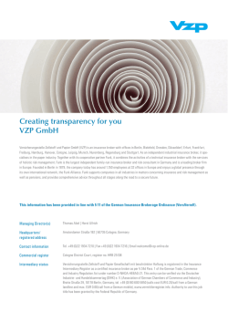 Creating transparency for you VZP GmbH