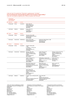 Liste der beim Europäischen Patentamt zugelassenen Vertreter1