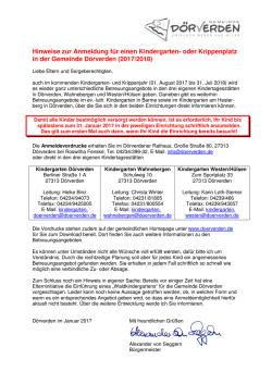 Hinweise zur Anmeldung f&uuml;r einen Kindergarten