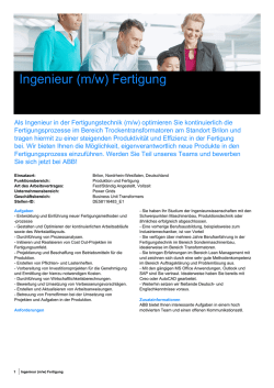 Ingenieur (m/w) Fertigung