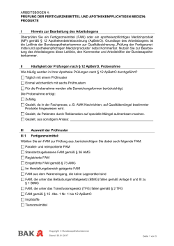 ARBEITSBOGEN 4: PR&Uuml;FUNG DER FERTIGARZNEIMITTEL