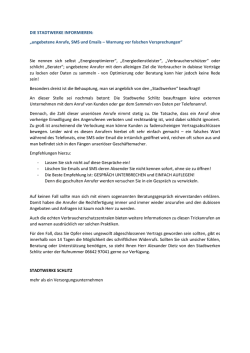 DIE STADTWERKE INFORMIEREN: &bdquo;ungebetene Anrufe, SMS und