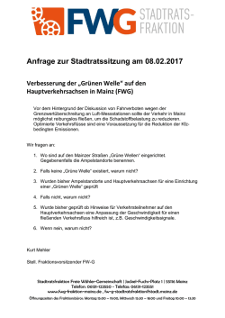 Anfrage zur Stadtratssitzung am 08.02.2017