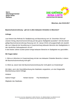 Herrn Oberbürgermeister Dieter Reiter Rathaus