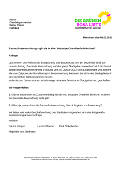 Herrn Oberb&uuml;rgermeister Dieter Reiter Rathaus