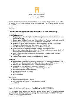 Qualitätsmanagement-Beauftragte/r - Sozial-Betriebe-Köln