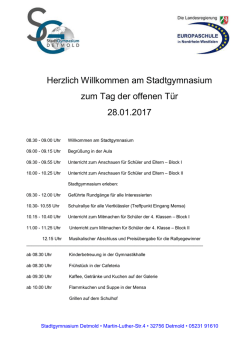 Herzlich Willkommen am Stadtgymnasium zum Tag der offenen T&uuml;r