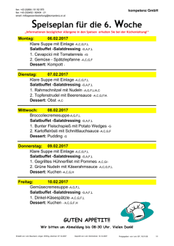 Speiseplan für die 6. Woche