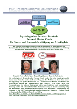 Psychologischer Berater 2017 - MSP Trainerakademie Deutschland