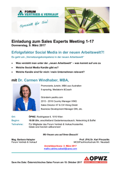 Einladung zum Sales Experts Meeting 1-17