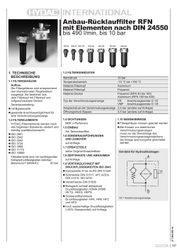 Anbau-Rücklauffilter RFN mit Elementen nach DIN 24550
