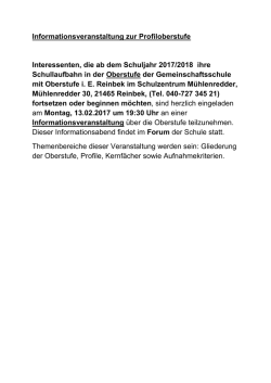 Informationsveranstaltung Profiloberstufe am 13.02.2017