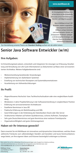 Senior Java Software Entwickler (w/m)