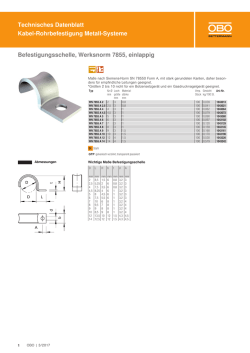 Technisches Datenblatt Kabel-Rohrbefestigung Metall