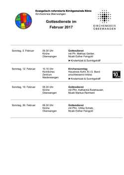 Gottesdienste im Februar 2017