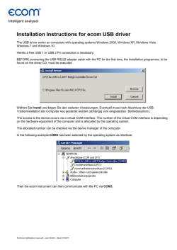 Installation Instructions for ecom USB driver