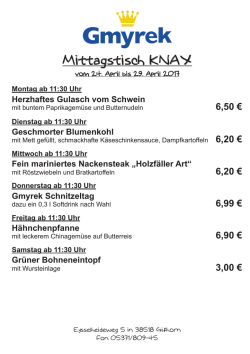Jeden Tag etwas anderes zum Mittag