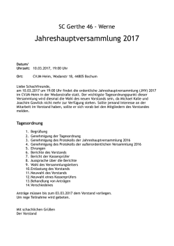 Jahreshauptversammlung 2017