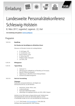 Landesweite Personalrätekonferenz 08. März Legienhof Kiel