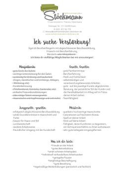 Ich suche Verst&auml;rkung!