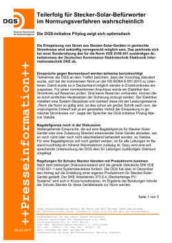 ++Presseinformation++ - Deutsche Gesellschaft für Sonnenenergie eV