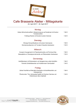 Mittagskarte - Cafe Brasserie Atelier | Blaubeuren