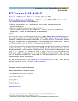 CFP: Textpraxis #14 (01.04.2017) - H-Net