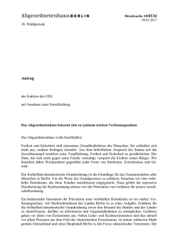 Vorgang 18/0134: Antrag der Fraktion der CDU auf A…