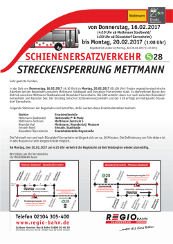 Schienenersatzverkehr STRECKENSPERRUNG