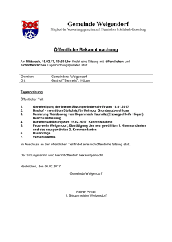 Gemeinderatssitzung Weigendorf am 15.02.2017