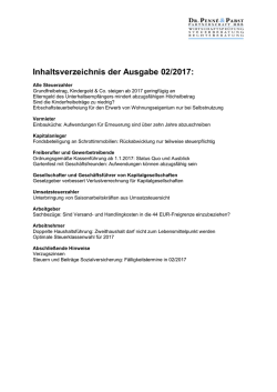 Inhaltsverzeichnis der Ausgabe 02/2017: