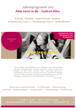 Jahresprogramm 2017 Alles tanzt in dir &ndash; Gudrun Alles