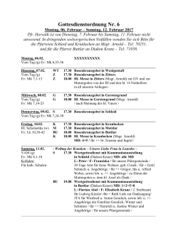 Neuste Gottesdienstordnung - Schleid, Kranlucken und Buttlar