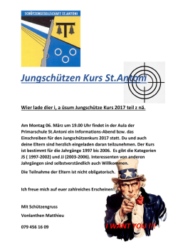 Flyer Jungschützenkurs 2017 - Schützengesellschaft St. Antoni