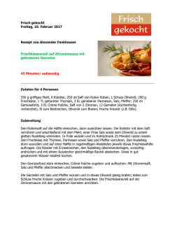 Frischkäseravioli auf Zitronensauce mit gebratenen