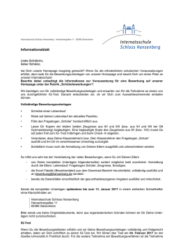 Fragebogen „Schüler“ (1) - Internatsschule Schloss Hansenberg