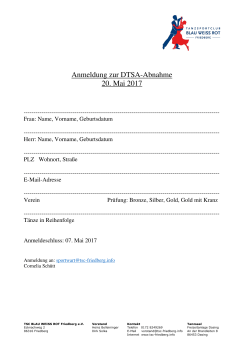 Anmeldung zur DTSA-Abnahme 20. Mai 2017