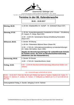 Termine in der 06. Kalenderwoche