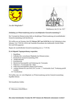 Heimatverein Einladung zur Generalversammlung 2017