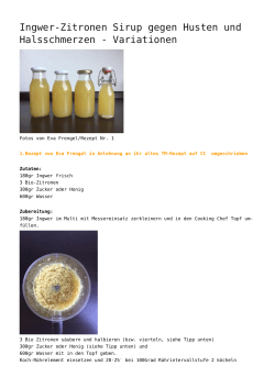 Ingwer-Zitronen Sirup gegen Husten und Halsschmerzen