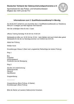Es stehen Informationen für den 2. Qulifikationslauf zur FCI