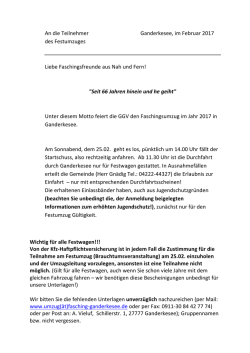 Hinweise zur Aufstellung beim Faschingsumzug