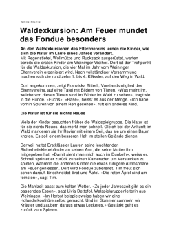 Waldexkursion: Am Feuer mundet das Fondue besonders