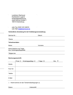 Landkreis Oberhavel Fachbereich Jugend Kindertagesbetreuung