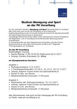 Studium Bewegung und Sport an der PH Vorarlberg