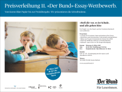 Preisverleihung 11. «Der Bund»-Essay-Wettbewerb.