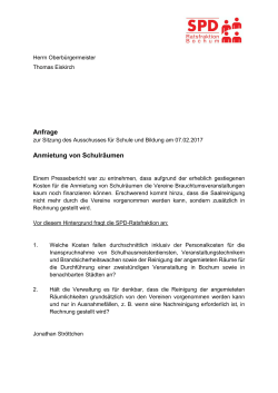 Anfrage Anmietung von Schulräumen - SPD