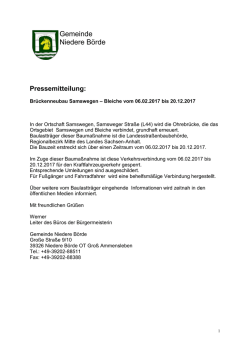 Pressemitteilung - Gemeinde Niedere Börde